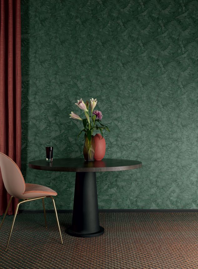 Grey-beige wallpaper with embossed leaves, TI2105, Time 2025, Grandeco