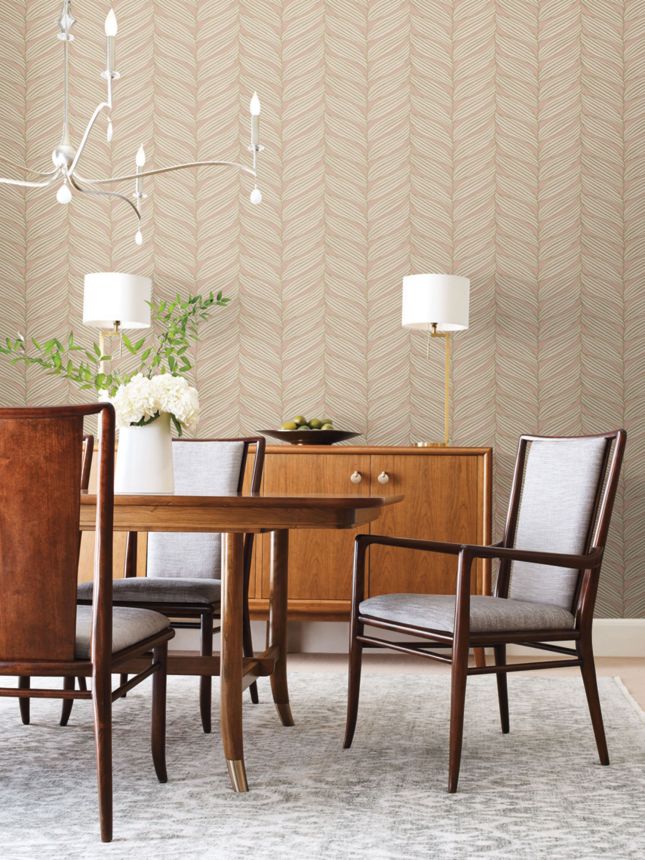 Pink-gold wallpaper with leaves, MD7161, Modern Metals, York