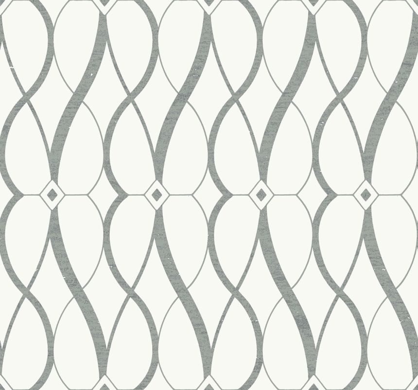 White-silver geometric wallpaper, MD7173, Modern Metals, York
