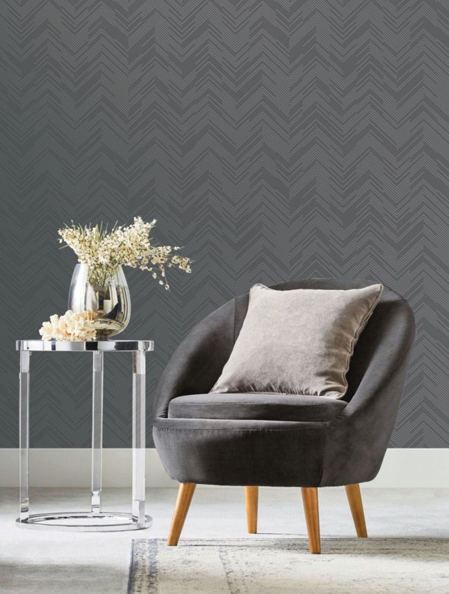 Gray-silver geometric wallpaper, MD7226, Modern Metals, York