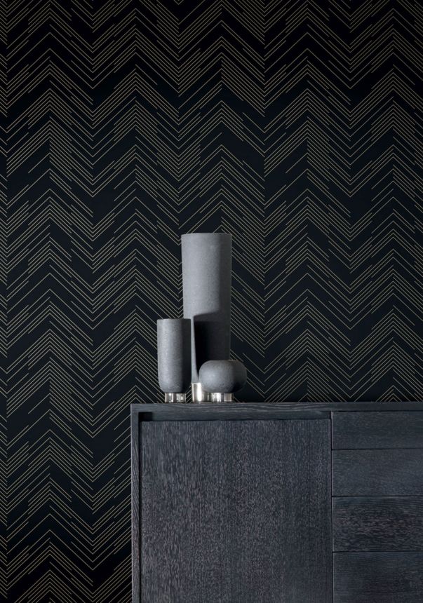 Black-gold geometric wallpaper, MD7221, Modern Metals, York