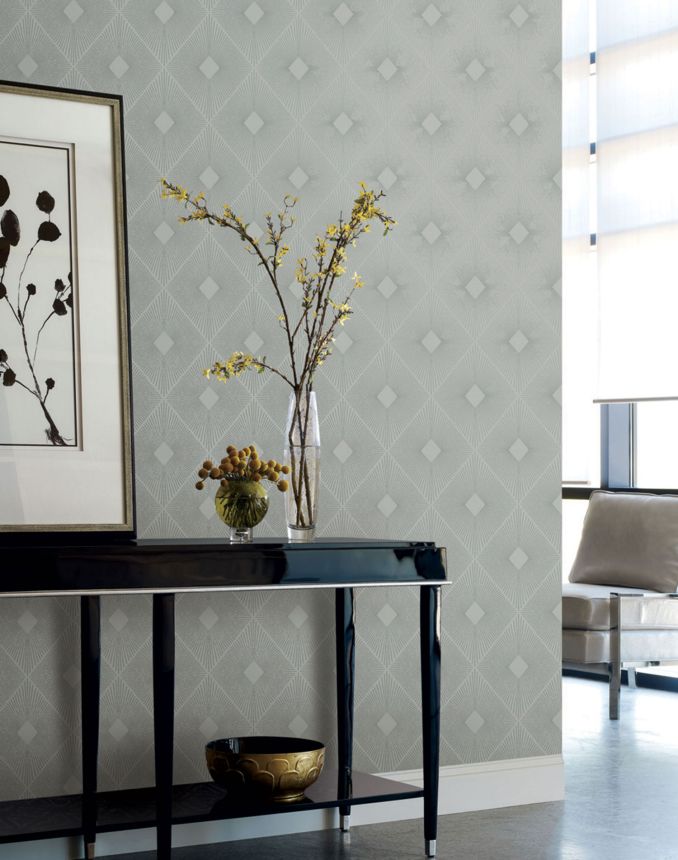 Gray-silver geometric wallpaper, MD7132, Modern Metals, York