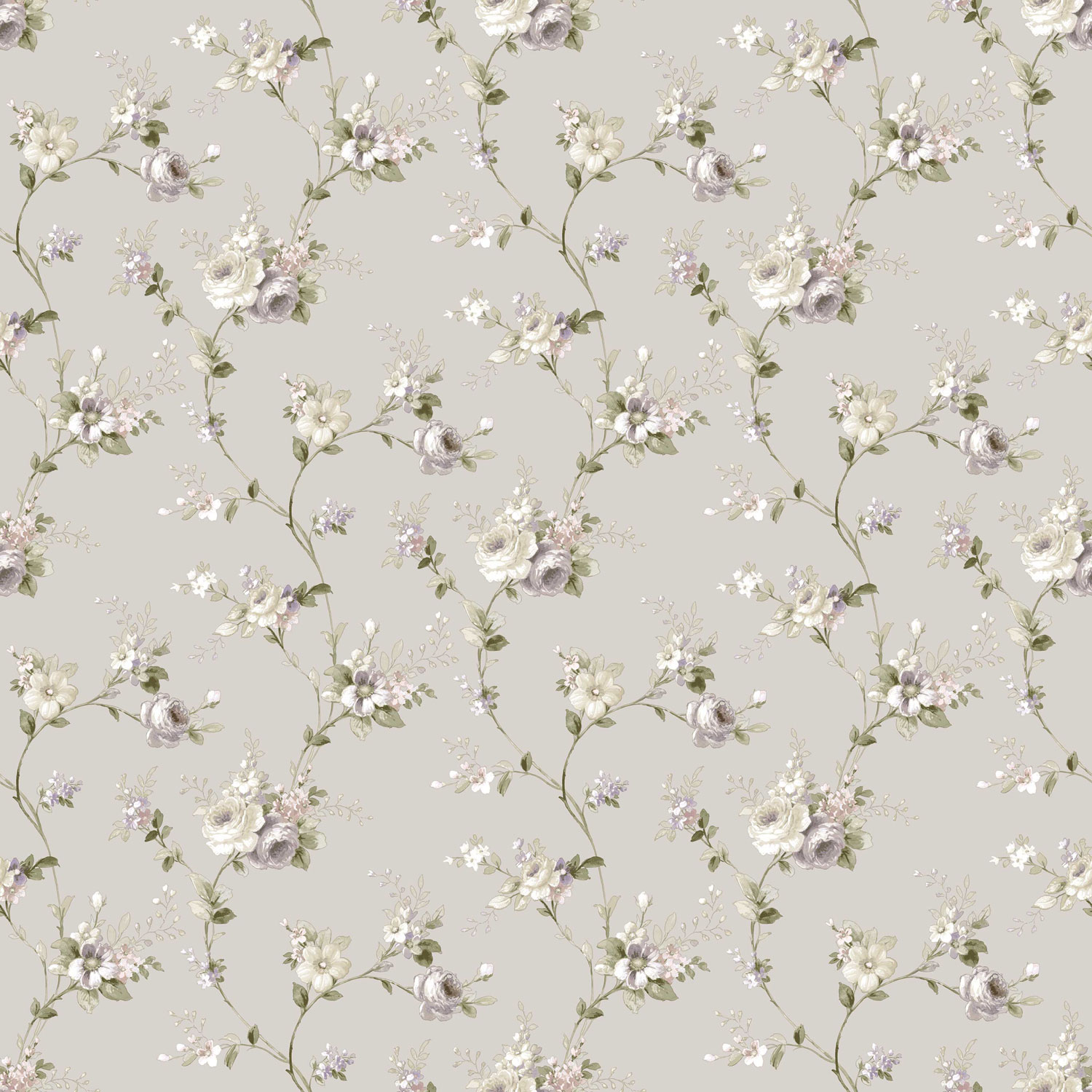 Gray wallpaper with floral pattern, 12315, Fiori Country, Parato