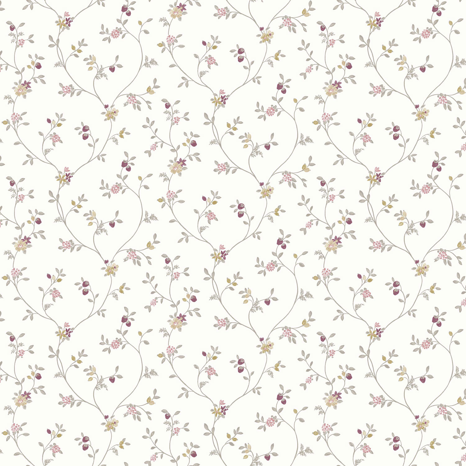 White non-woven floral wallpaper, 12332, Fiori Country, Parato