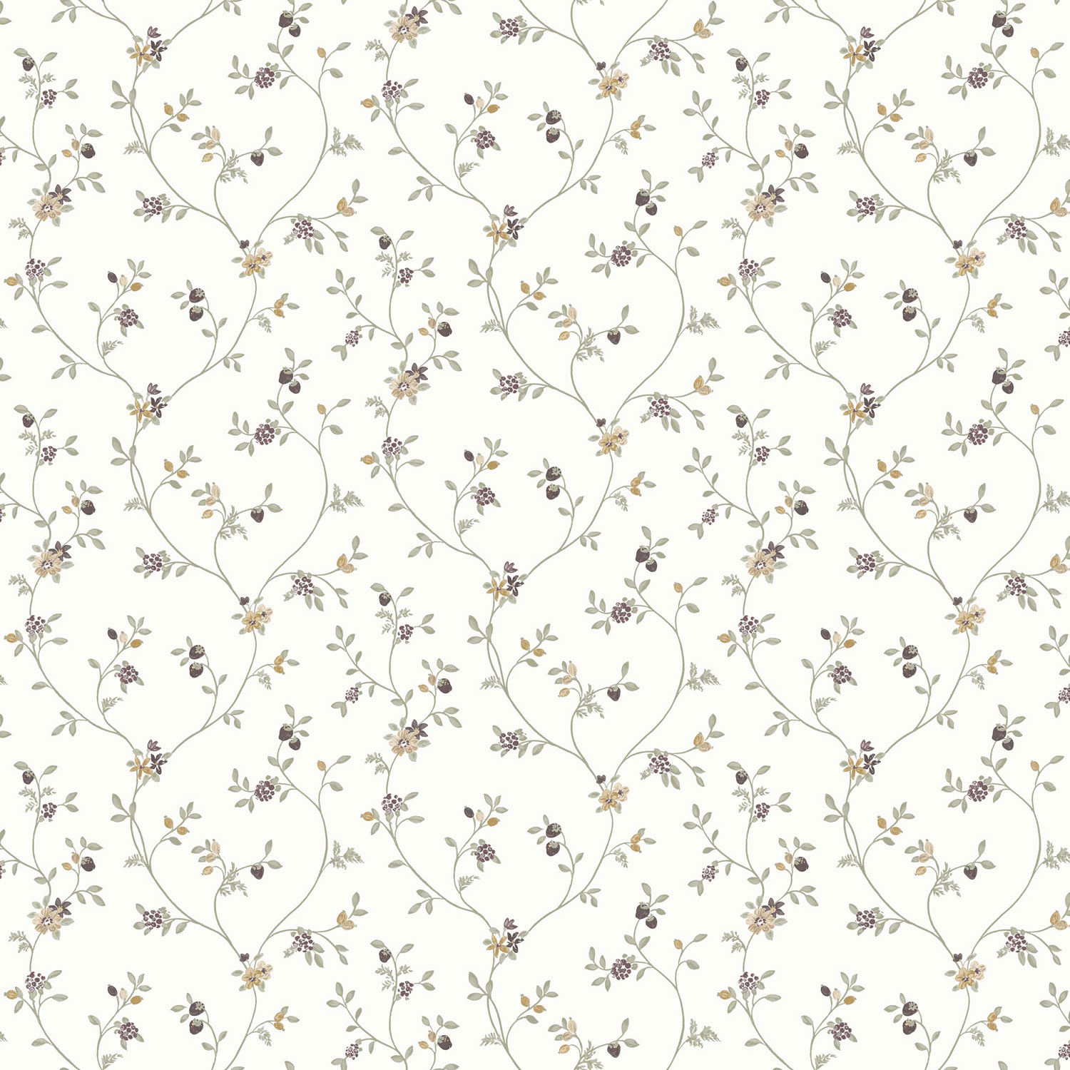 White non-woven floral wallpaper, 12333, Fiori Country, Parato