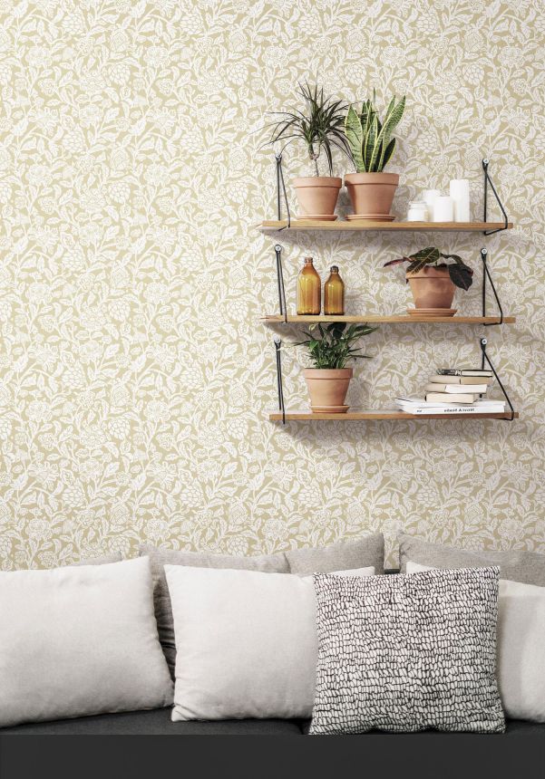 Pale blue non-woven floral wallpaper, 12346, Fiori Country, Parato