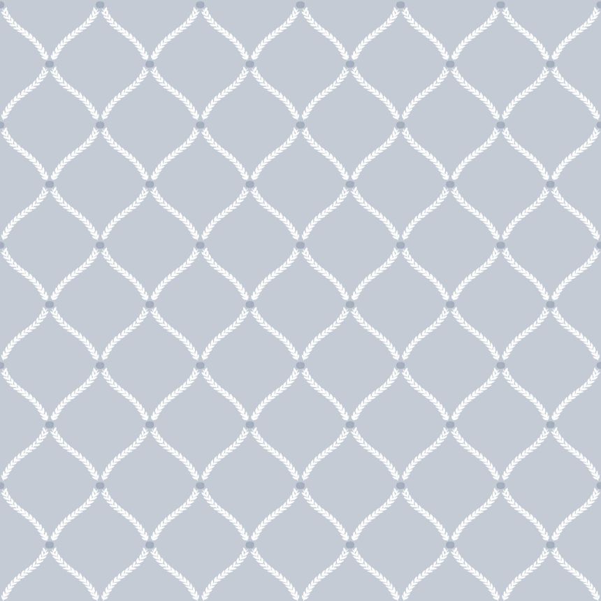Pale blue wallpaper with white ornaments, 12356, Fiori Country, Parato