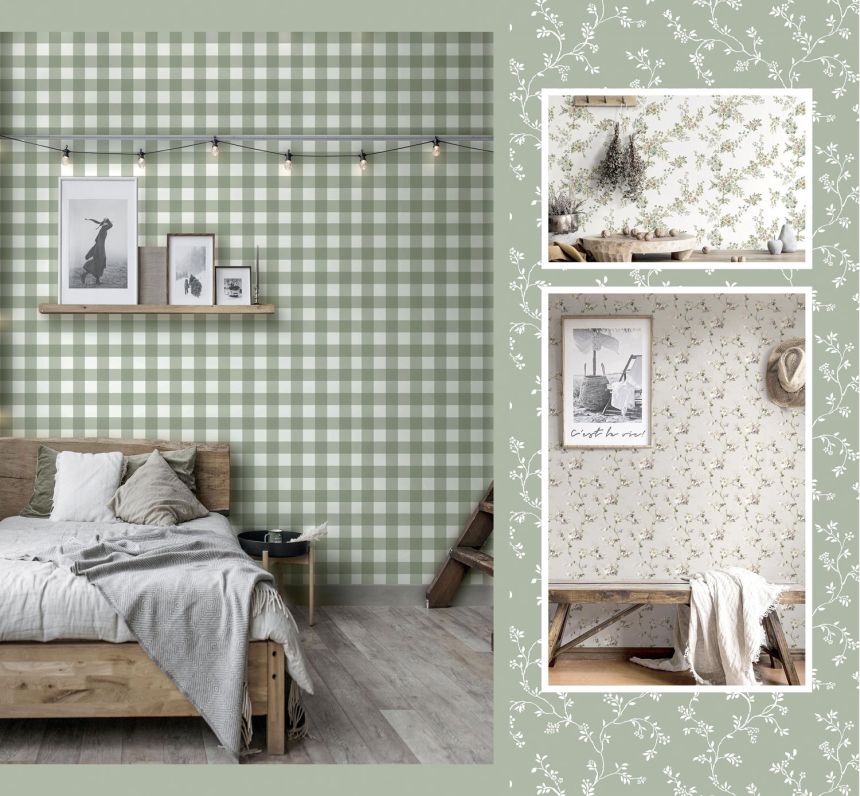 Non-woven wallpaper, green cube, 12375, Fiori Country, Parato