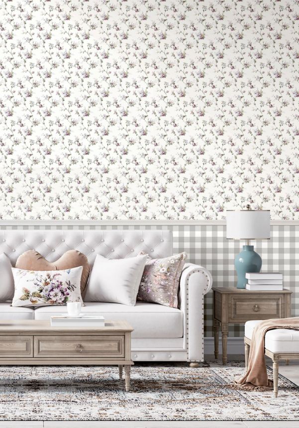 Non-woven wallpaper, gray-blue cube, 12376, Fiori Country, Parato