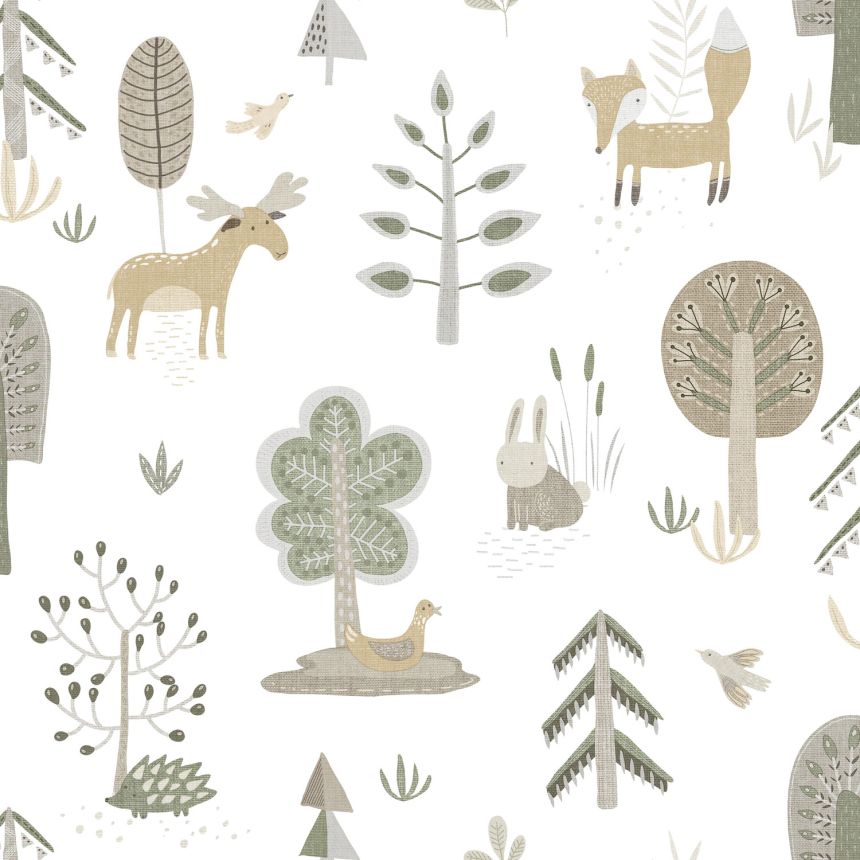 Children's wallpaper, animals, plants, 14802, Happy, Parato