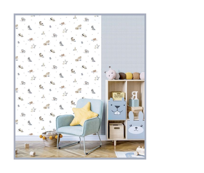 Blue-white wallpaper, fabric imitation, 14846, Happy, Parato