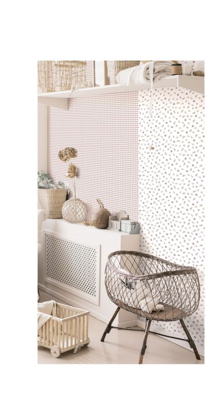Pink-white wallpaper, fabric imitation, 14848, Happy, Parato