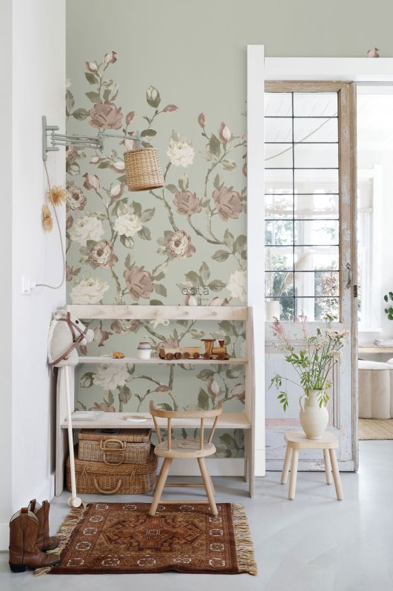Non-woven wall mural, rose, 159213, Vintage Flowers, Esta Home