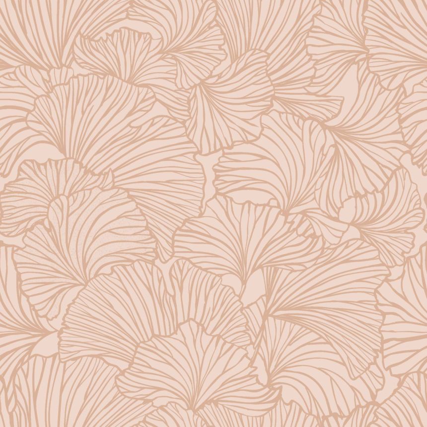 Pink non-woven wallpaper, leaves, 139489, To the Moon and Back, Esta Home