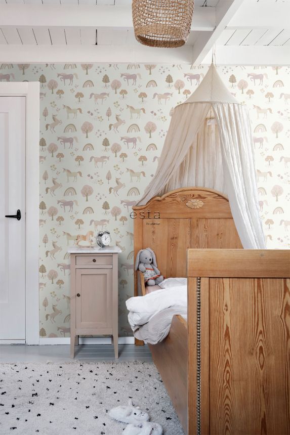 Children's wallpaper, rainbows and unicorns, 139503, To the Moon and Back, Esta Home