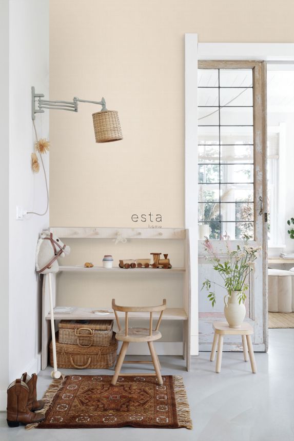 Beige non-woven wallpaper with grid pattern 139545, To the Moon and Back, Esta Home