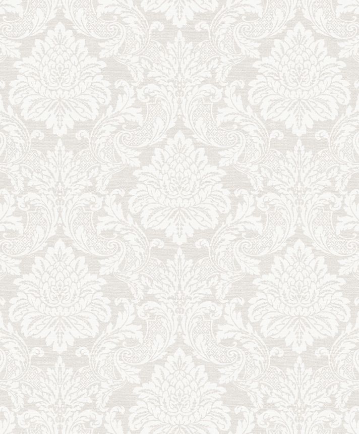 Cream wallpaper with baroque pattern, OTH002, Othello, Zoom by Masureel