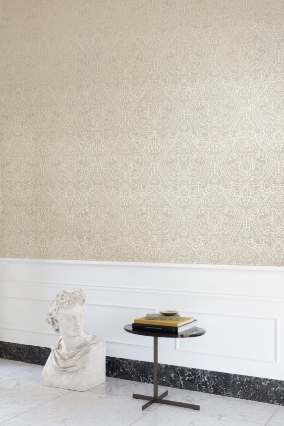 Beige baroque wallpaper, OTH101, Othello, Zoom by Masureel