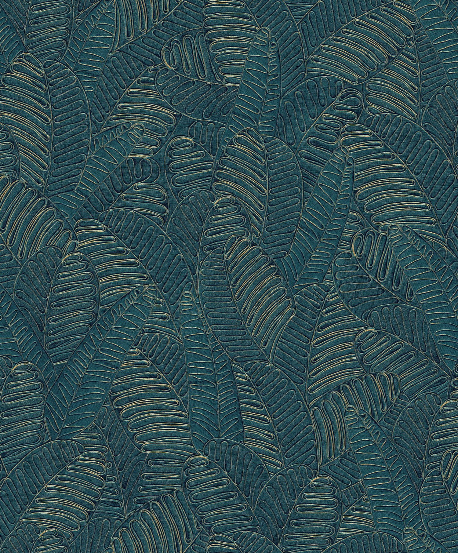 Blue-gold wallpaper with leaves, SPI101, Spirit of Nature, Khroma by Masureel