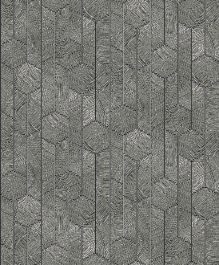 Black-silver wallpaper with geometric pattern, SUM101, Summer, Khroma by Masureel