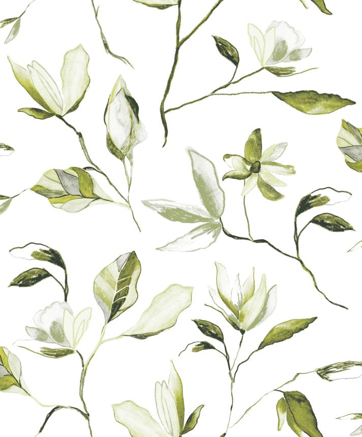 Green floral wallpaper, ZEN003, Zen, Zoom by Masureel