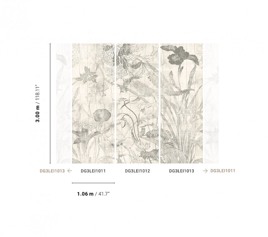 Wall mural, Flowers, leaves, DG3LEI1011, Wall Designs III, Khroma by Masureel