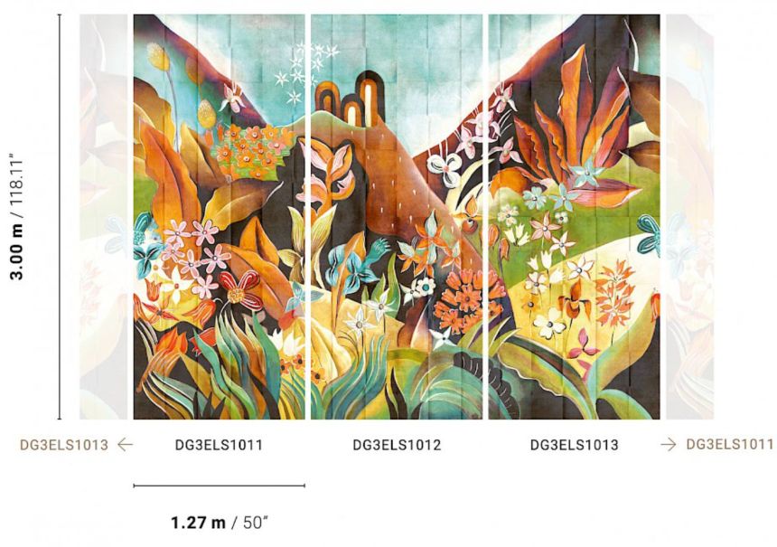 Wall mural, Flowers, leaves, DG3ELS1011, Wall Designs III, Khroma by Masureel