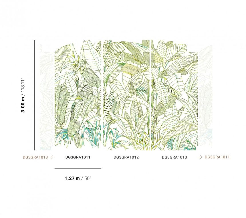Green wall mural, Leaves, DG3GRA1013, Wall Designs III, Khroma by Masureel