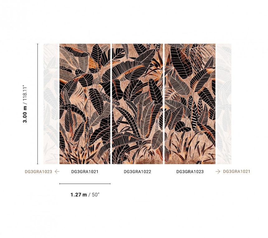 Brown wall mural, Leaves, DG3GRA1023, Wall Designs III, Khroma by Masureel