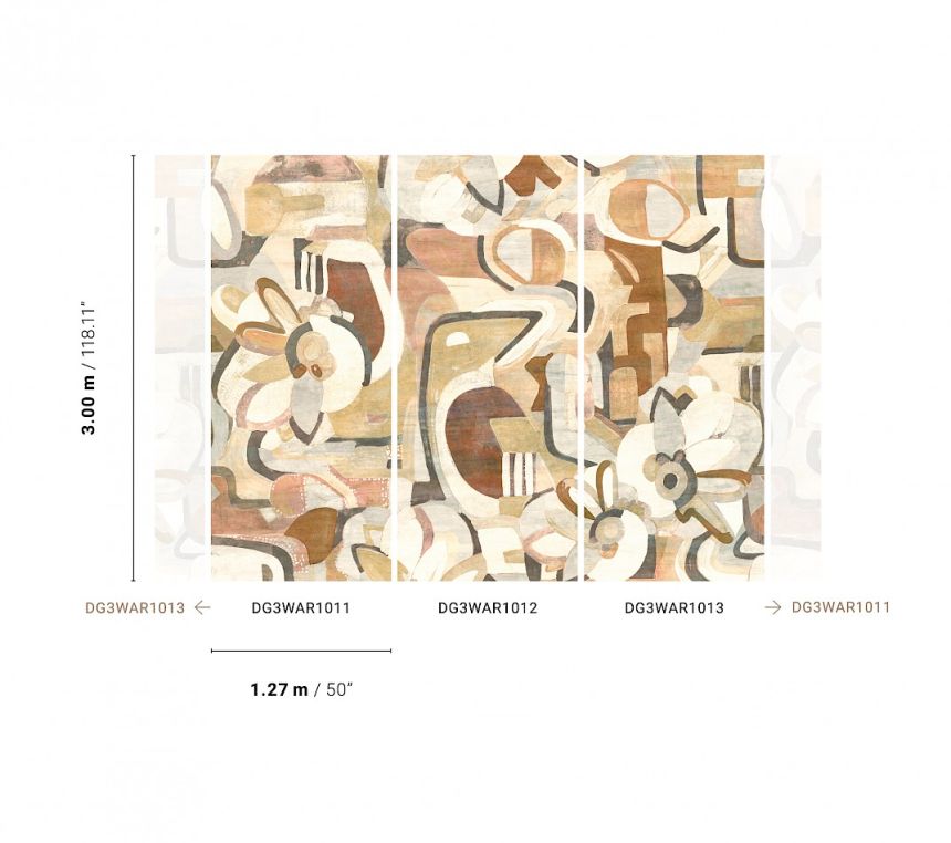 Brown-beige graphic wall mural, DG3WAR1012, Wall Designs III, Khroma by Masureel