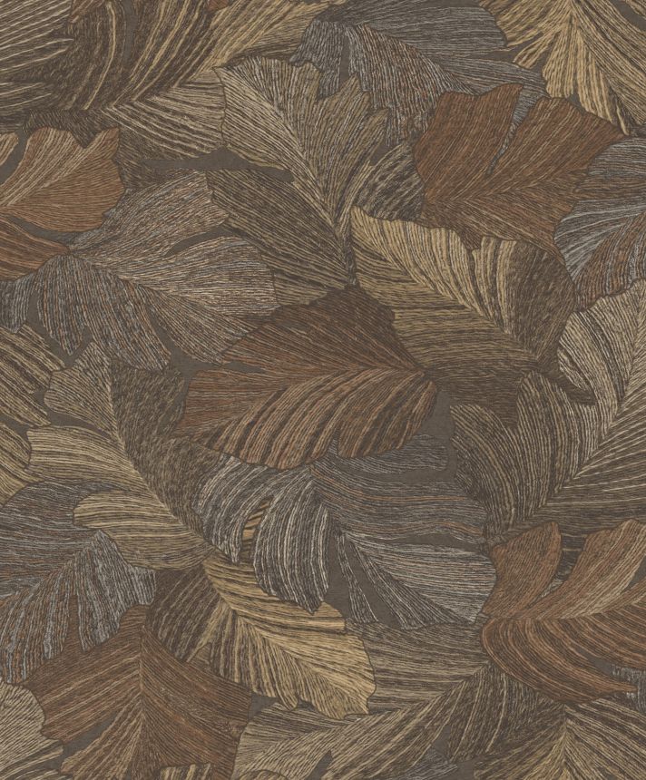 Brown non-woven wallpaper, leaves, A66503, Vavex 2025