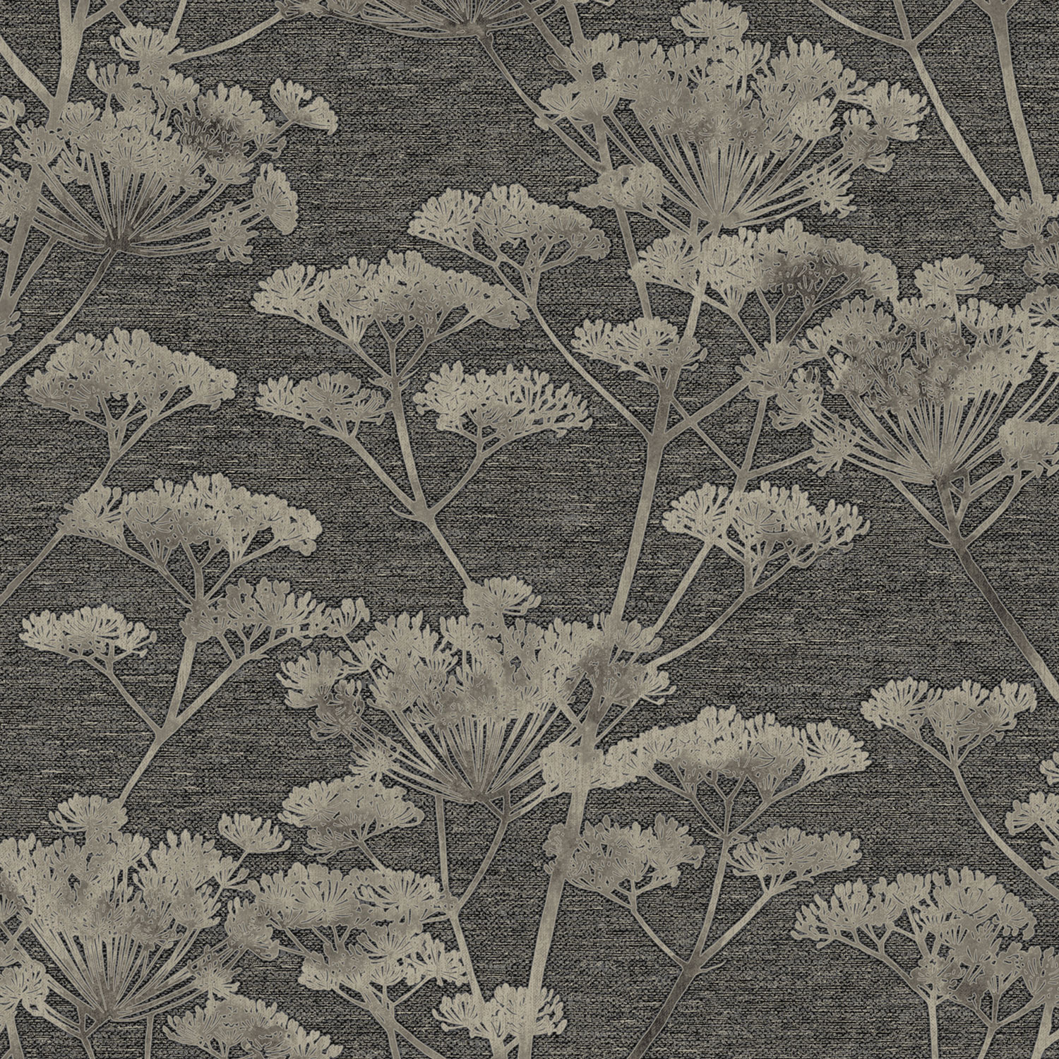 Wallpaper, black-silver, grasses, flowers, 119967, Refine, Indulgence, Graham Brown Boutique