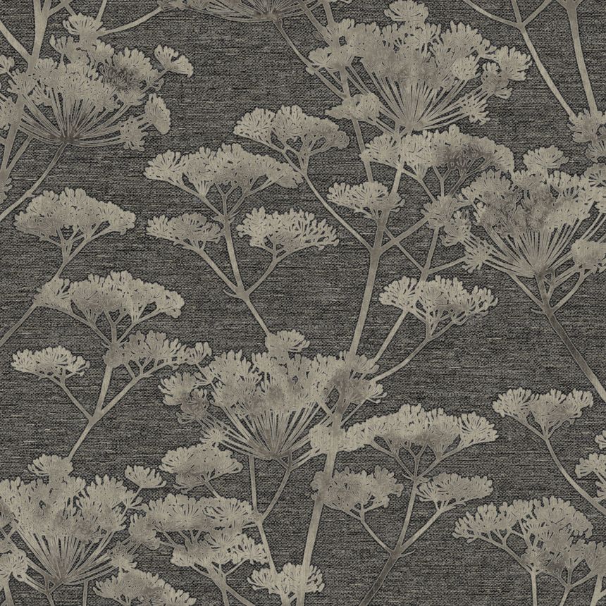 Wallpaper, black-silver, grasses, flowers, 119967, Refine, Indulgence, Graham Brown Boutique