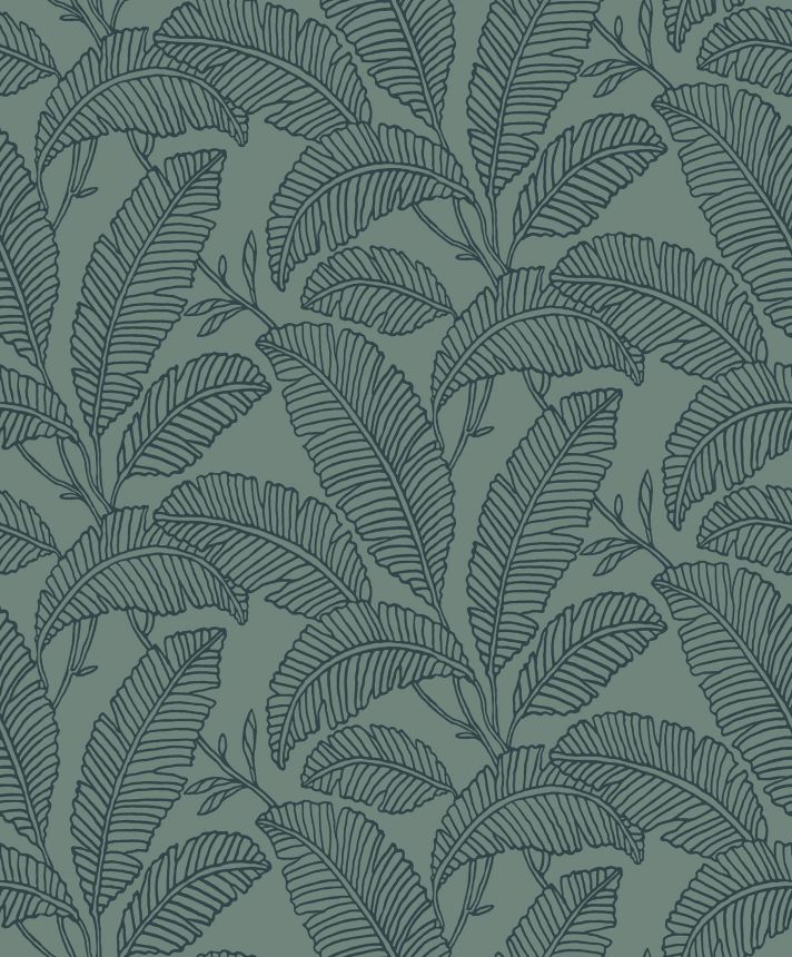 Green non-woven wallpaper, leaves, A66401, Vavex 2025