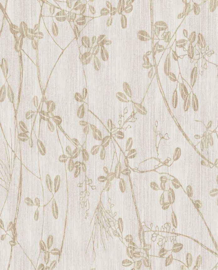 Beige wallpaper, twigs, leaves, 333400, Emerald, Eijffinger