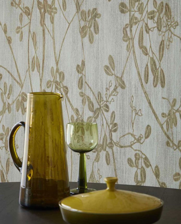 Brown-beige wallpaper, twigs, leaves, 333402, Emerald, Eijffinger