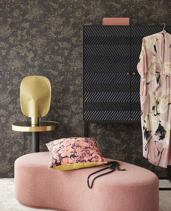 Luxury brown-black wallpaper with flowers, 333424, Emerald, Eijffinger