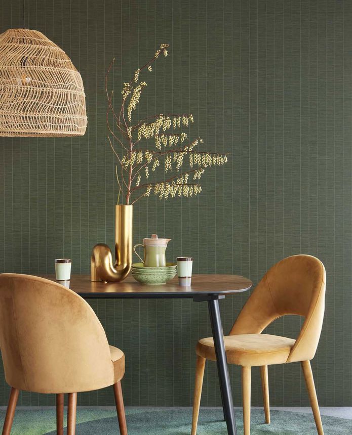 Blue wallpaper, bamboo imitation, 333437, Emerald, Eijffinger