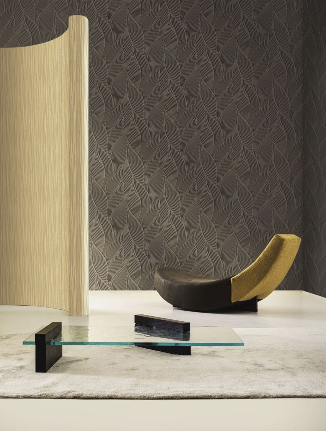 Luxury brown wallpaper, leaves, Z18909, Trussardi 7, Zambaiti Parati