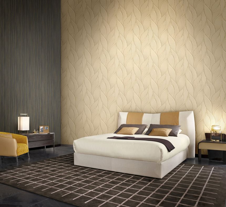 Luxury gold wallpaper, leaves, Z18910, Trussardi 7, Zambaiti Parati