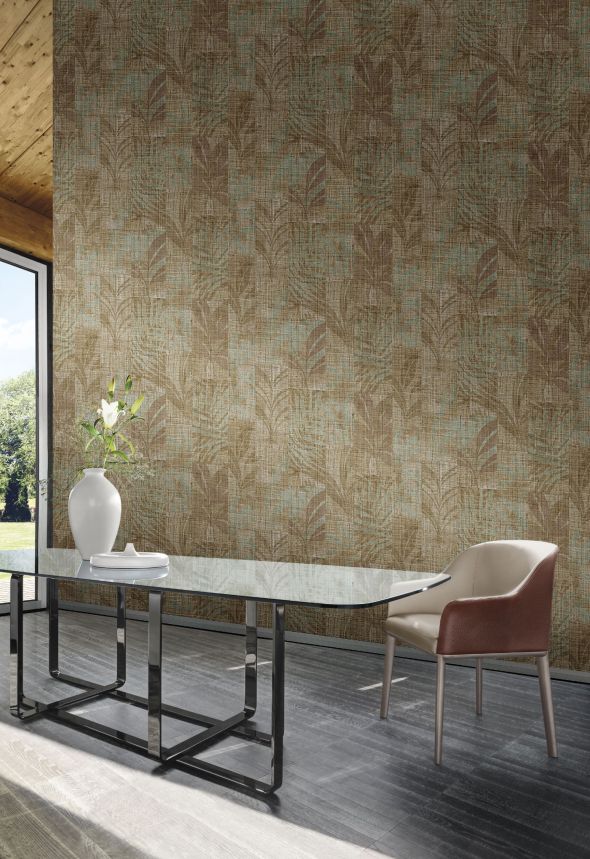 Luxury brown-green wallpaper with leaves, Z18913, Trussardi 7, Zambaiti Parati