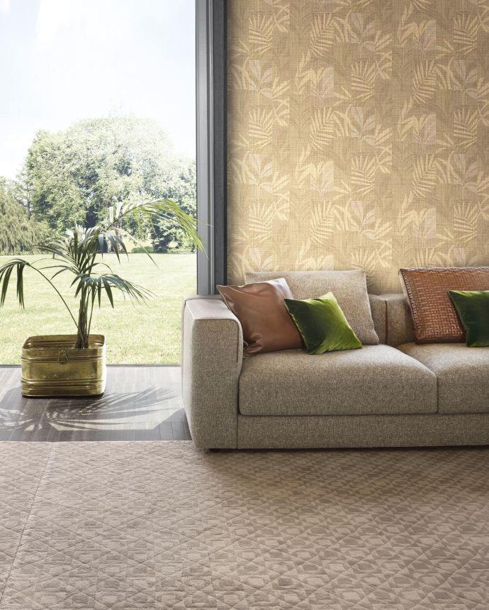 Luxury brown-beige wallpaper with leaves, Z18922, Trussardi 7, Zambaiti Parati