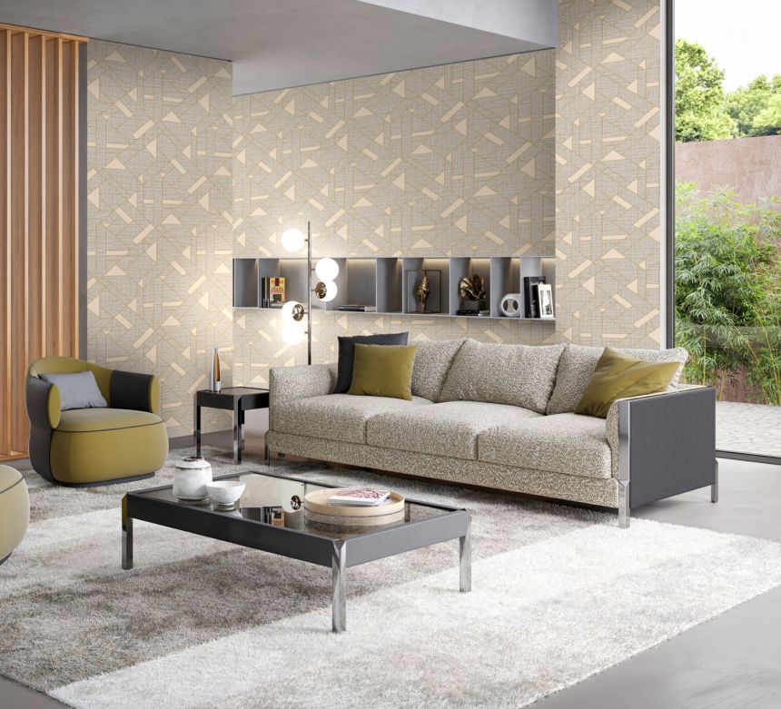 Luxury cream geometric pattern wallpaper, Z18943, Trussardi 7, Zambaiti Parati