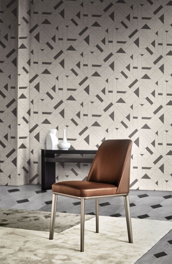 Luxury gray geometric pattern wallpaper, Z18950, Trussardi 7, Zambaiti Parati