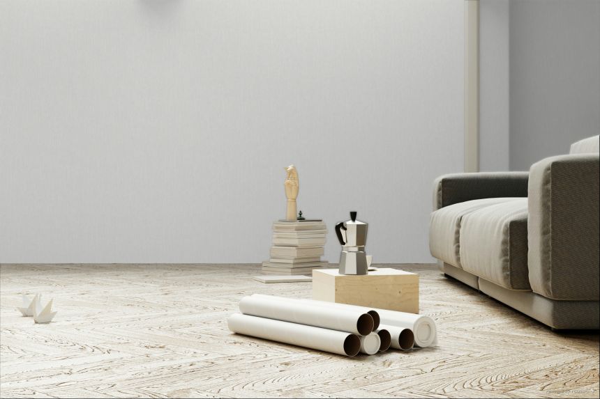 Non-woven wallpaper, white-gray, FOL105, Rock, Masureel