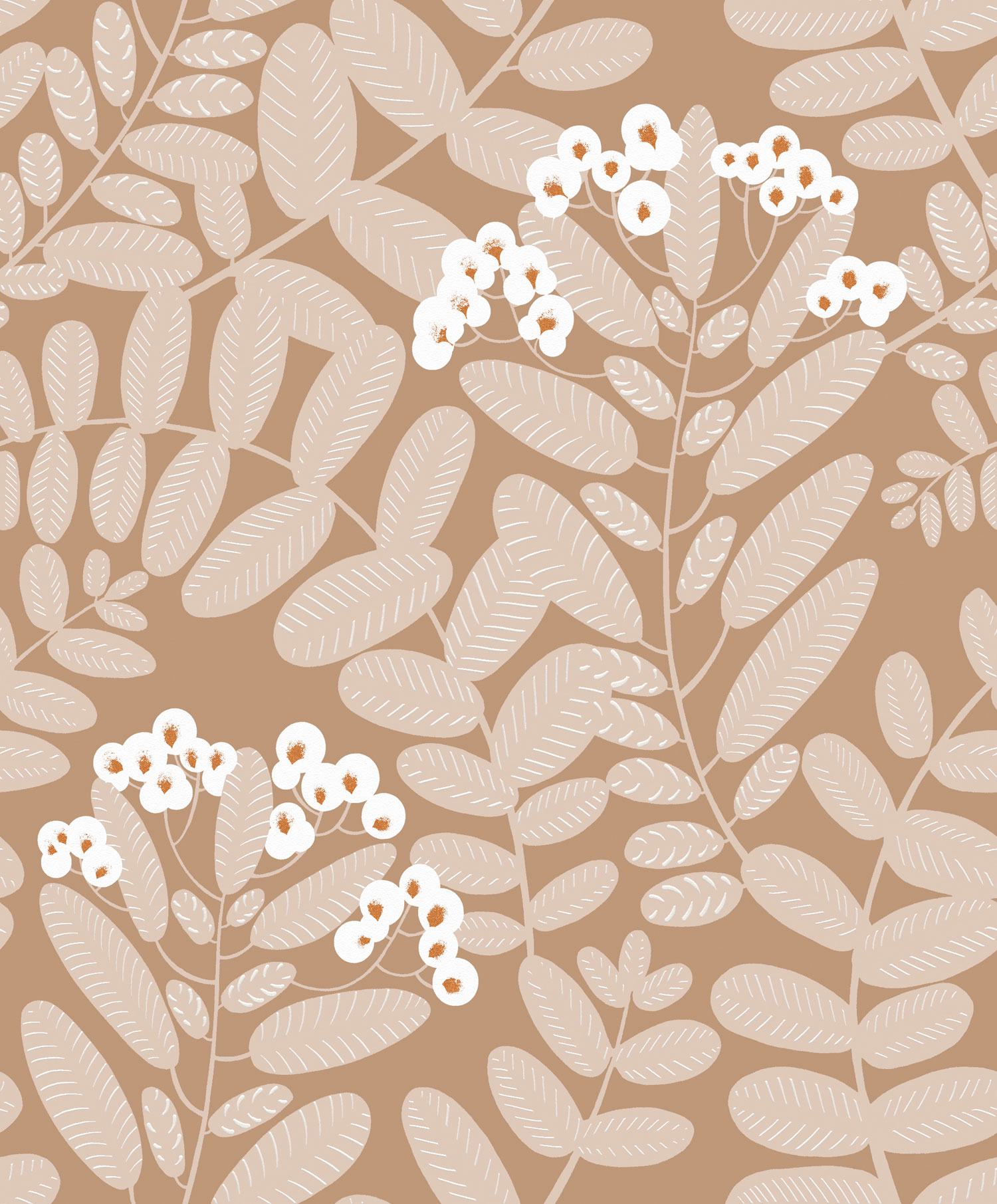 Brown non-woven wallpaper with leaves, YSA006, Mysa, Khroma by Masuree