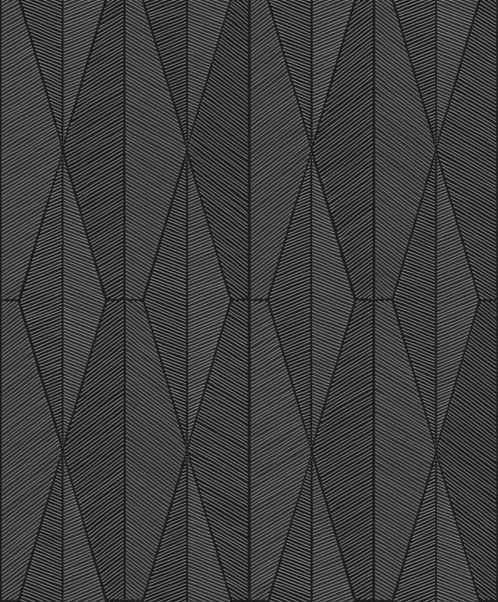 Black-silver geometric pattern wallpaper, YSA303, Mysa, Khroma by Masuree