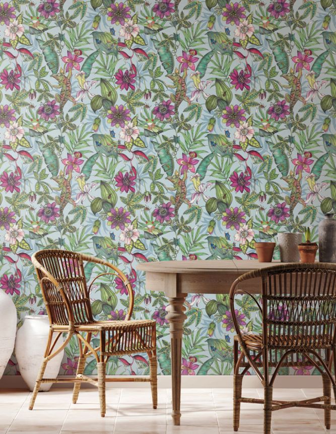 Non-woven wallpaper, tropical forest, flowers, animals, BL1701, Blooms Second Edition Resource Library, York