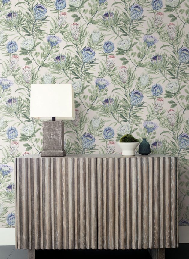 Beige non-woven floral wallpaper, BL1753, Blooms Second Edition Resource Library, York