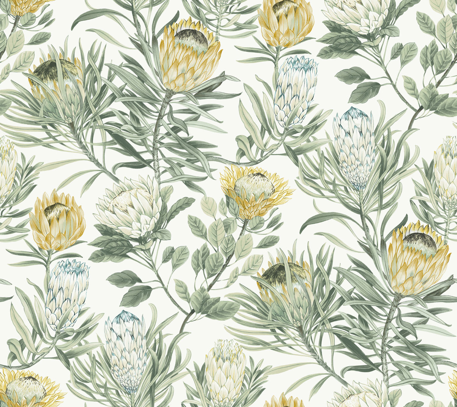White non-woven floral wallpaper, BL1754, Blooms Second Edition Resource Library, York